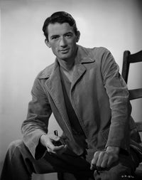 Gregory Peck portrait photo print wearing a leather jacket.