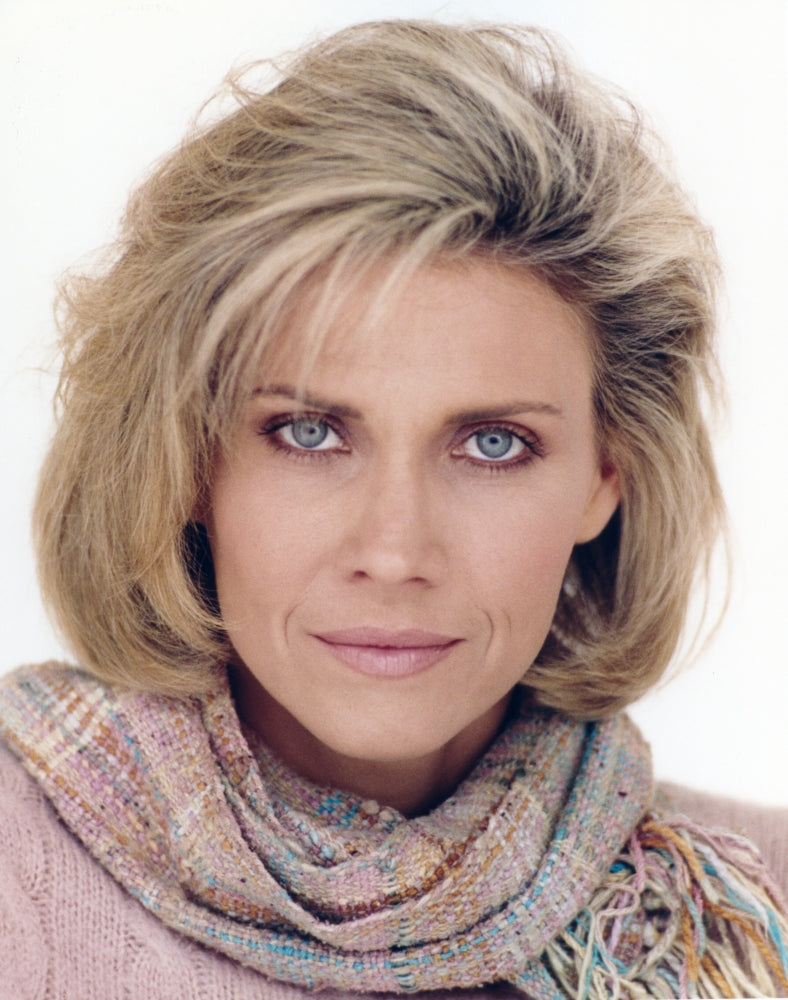 Cindy Pickett close-up portrait photo print with white background.