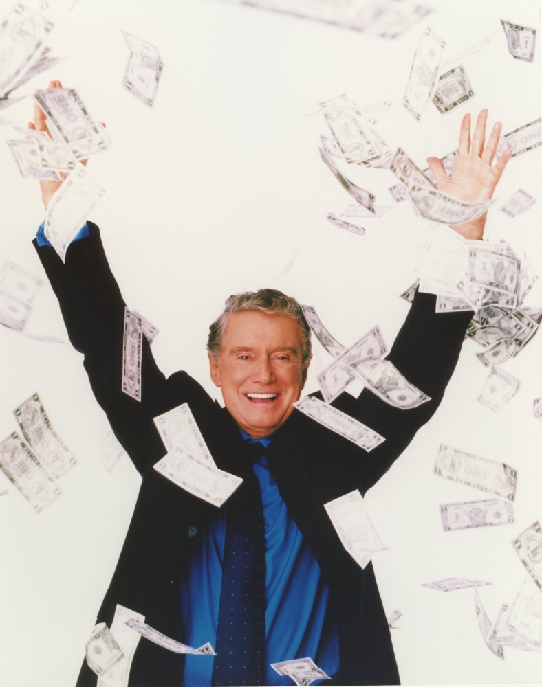 Regis and Kathie Portrait in Formal Suit Throwing Money Photo Print
