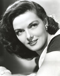 Jane Russell portrait photo print in pearl earring and black velvet dress
