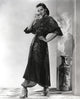 Jane Russell in black sheer silk pointed sleeve dress photo print