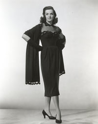 Jane Russell in elegant black sheer silk lace dress photo print.