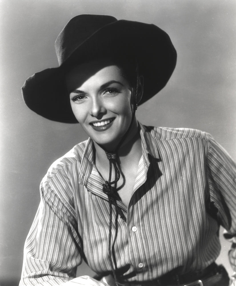 Jane Russell in striped long sleeve shirt and cowboy hat photo print