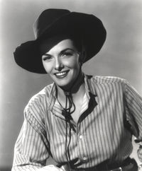 Jane Russell in striped long sleeve shirt and cowboy hat photo print