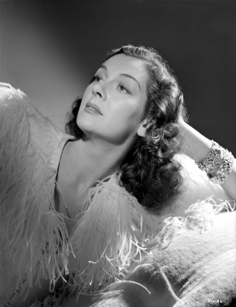 Rosalind Russell posed and leaning on hand photo print