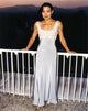 Joan Chen posed elegantly in a white dress photo print