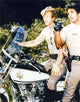 Chips Movie Scene Photo Print featuring a police officer in uniform with a motorcycle.