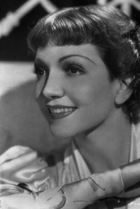 Close-up portrait photo print of Claudette Colbert smiling