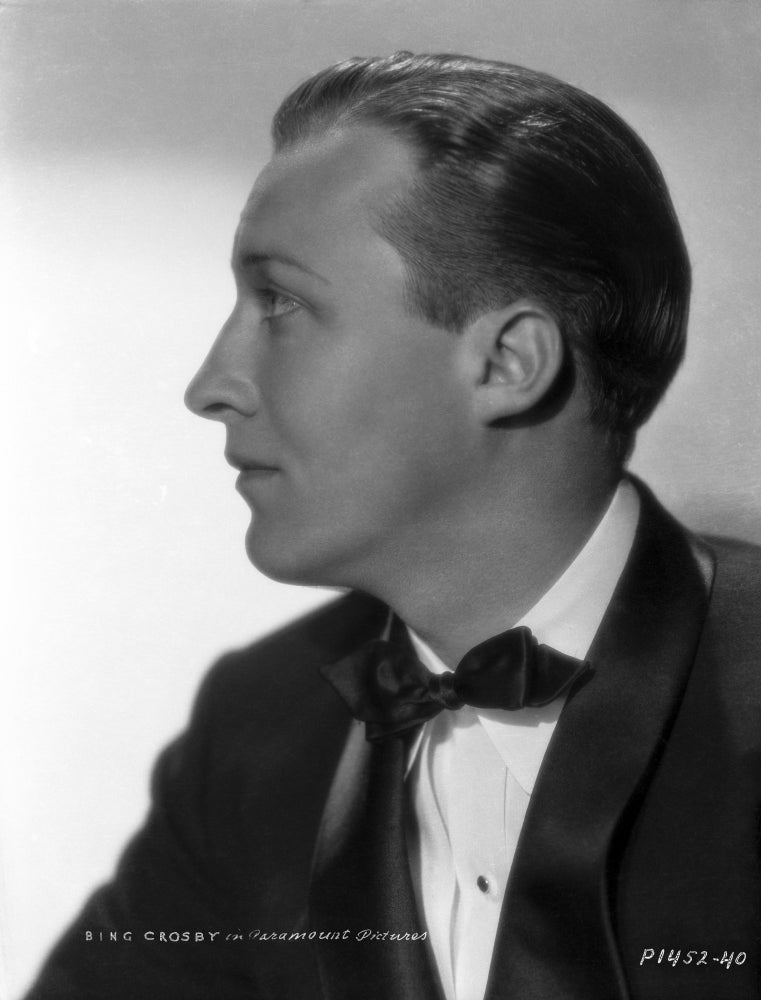 Bing Crosby Tuxedo Portrait Photo Print showcasing classic Hollywood style.