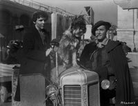 Errol Flynn relaxing with a pipe, man, and dog photo print