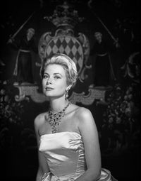 Grace Kelly wearing a satin dress and necklace photo print.