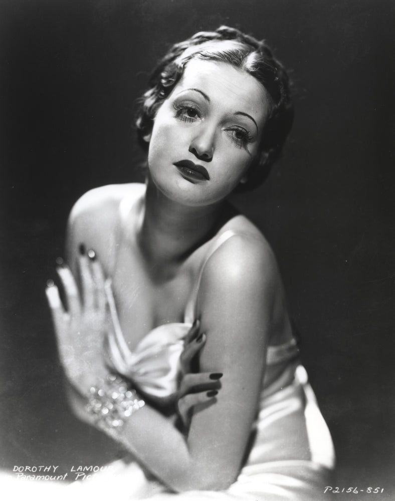 Dorothy Lamour Crossed Arms in Black and White Photo Print