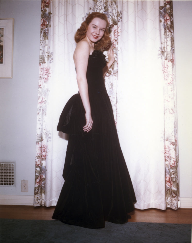 Diana Lynn in elegant black gown photo print