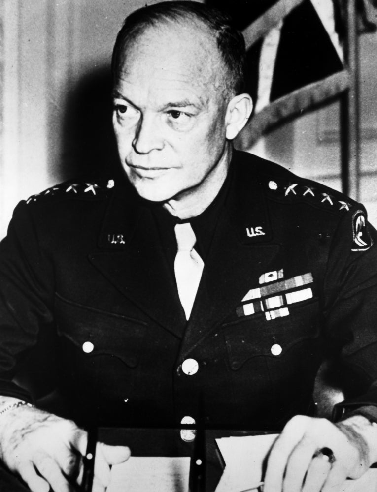 Dwight Eisenhower photo print showcasing a historical figure in a dignified pose.