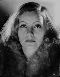 Greta Garbo close-up portrait photo print in fur coat