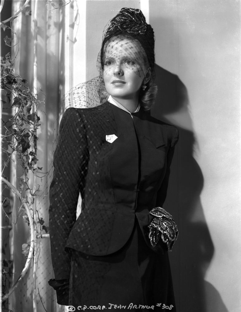 Jean Arthur Portrait Photo Print on Netted Veil and Long Sleeve Top