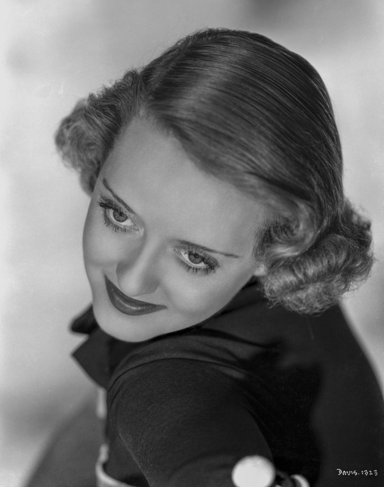 Bette Davis portrait in black velvet shirt and short curls photo print