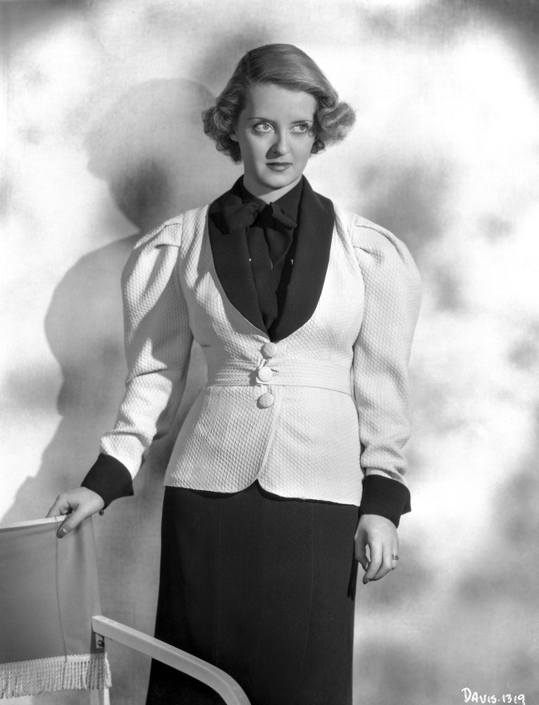 Bette Davis classic photo print with hand on chair, vintage photography