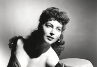 Black and white portrait of Ava Gardner in black gown photo print.