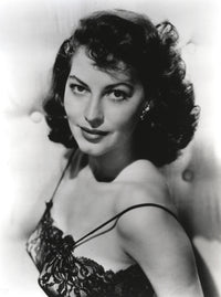 Black and white portrait of Ava Gardner in lingerie photo print.
