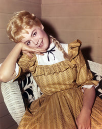 Sandra Dee posed elegantly in a brown dress photo print.