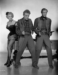 Marlene Dietrich photo print with two men holding pistols.