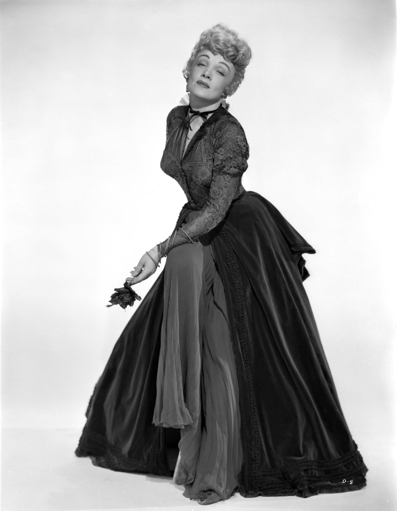 Marlene Dietrich posed in elegant black gown photo print.