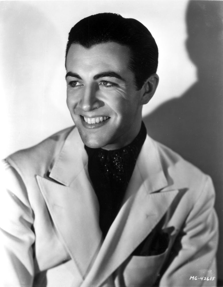 Robert Taylor in formal attire photo print, classic Hollywood style.