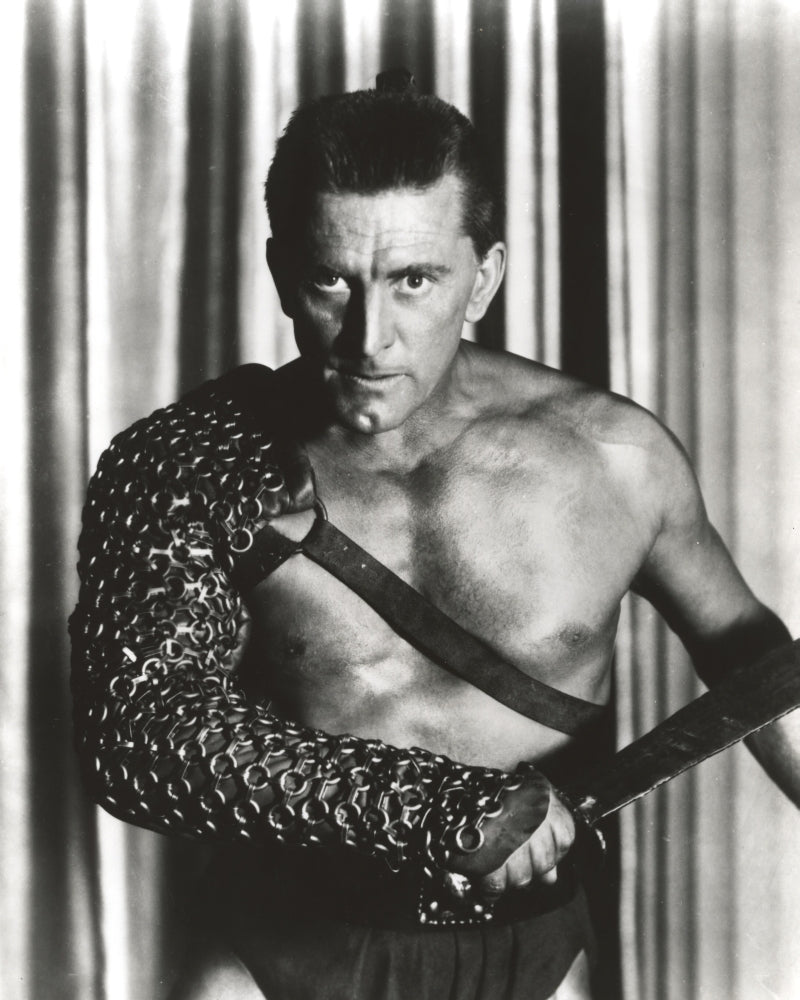 Kirk Douglas as a soldier holding sword photo print