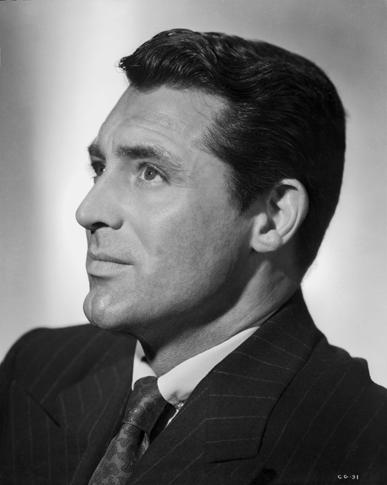Cary Grant Side Portrait in Pinstriped Suit Photo Print
