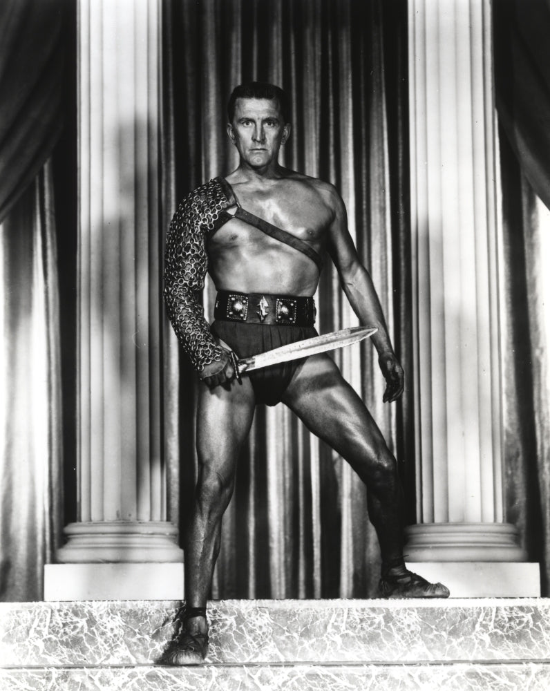 Kirk Douglas Warrior Holding Sword Black and White Photo Print