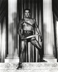 Kirk Douglas Warrior Holding Sword Black and White Photo Print