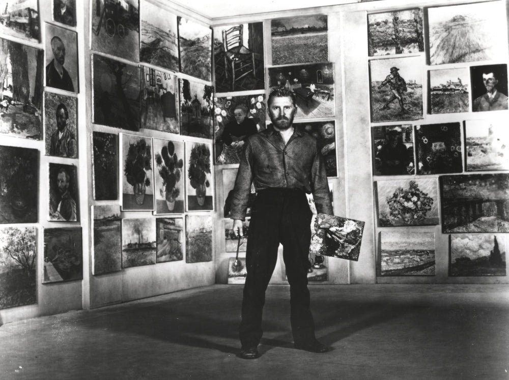 Kirk Douglas black and white photo print showcasing his iconic presence.