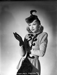 Joyce Compton classic portrait photo print in tunic dress with gloves.