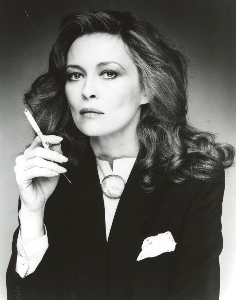 Faye Dunaway smoking cigarette in blazer photo print.