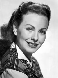 Jeanne Crain Portrait in Black Tartan Shirt with White Long Sleeves Photo Print