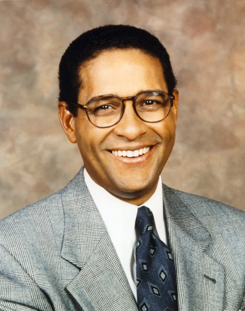 Bryant Gumbel portrait photo print in grey coat