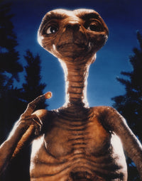 Et Portrait in Blue Background Photo Print showcasing vibrant blue hues.