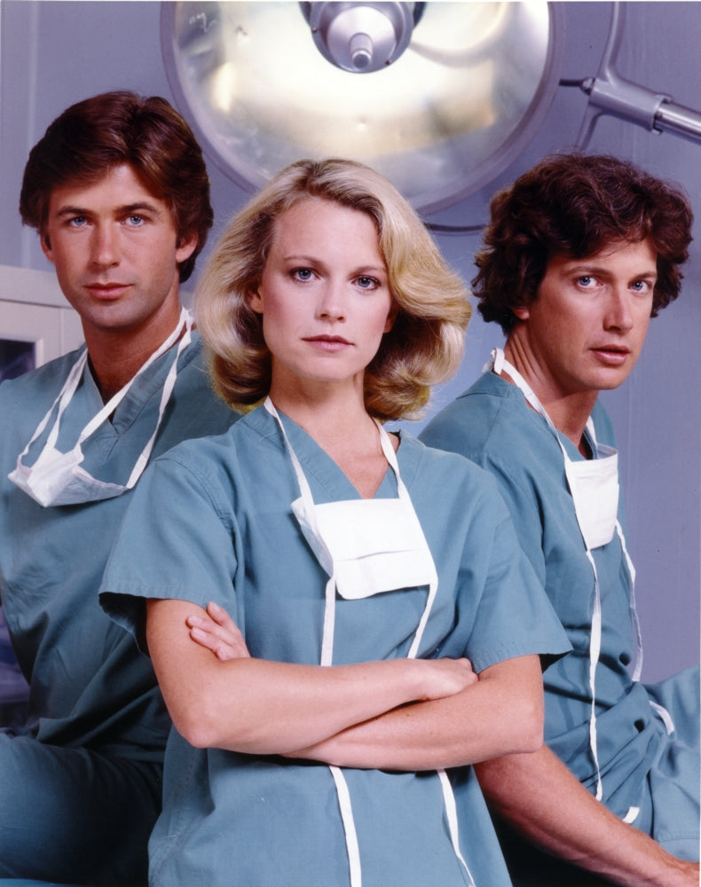 Shelley Hack posed in green scrub suit with mask photo print.