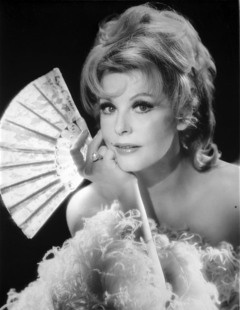 Arlene Dahl posed with a fan in hand - vintage Hollywood portrait photo print.