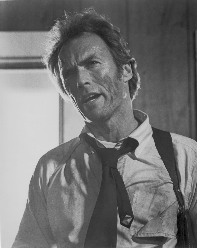 Clint Eastwood Talking in White Long Sleeve with Necktie Portrait Photo Print