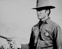 Clint Eastwood portrait in police uniform with pistol, photo print