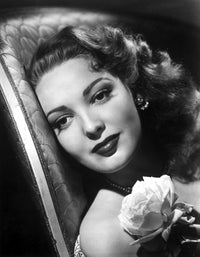 Linda Darnell black and white photo print with flower detail