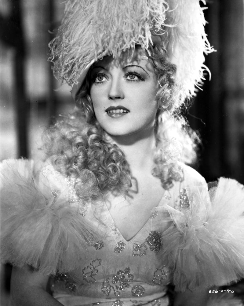 Marion Davies black and white photo print wearing a feather hat.