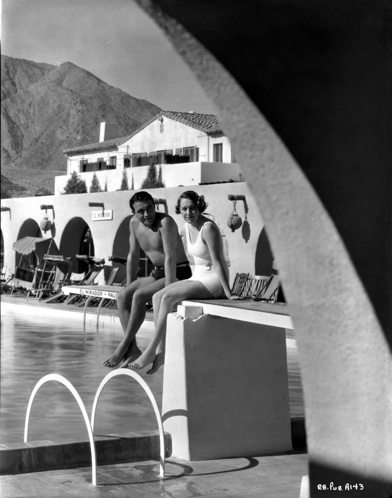 Richard Barthelmess swimming at a pool - vintage photo print
