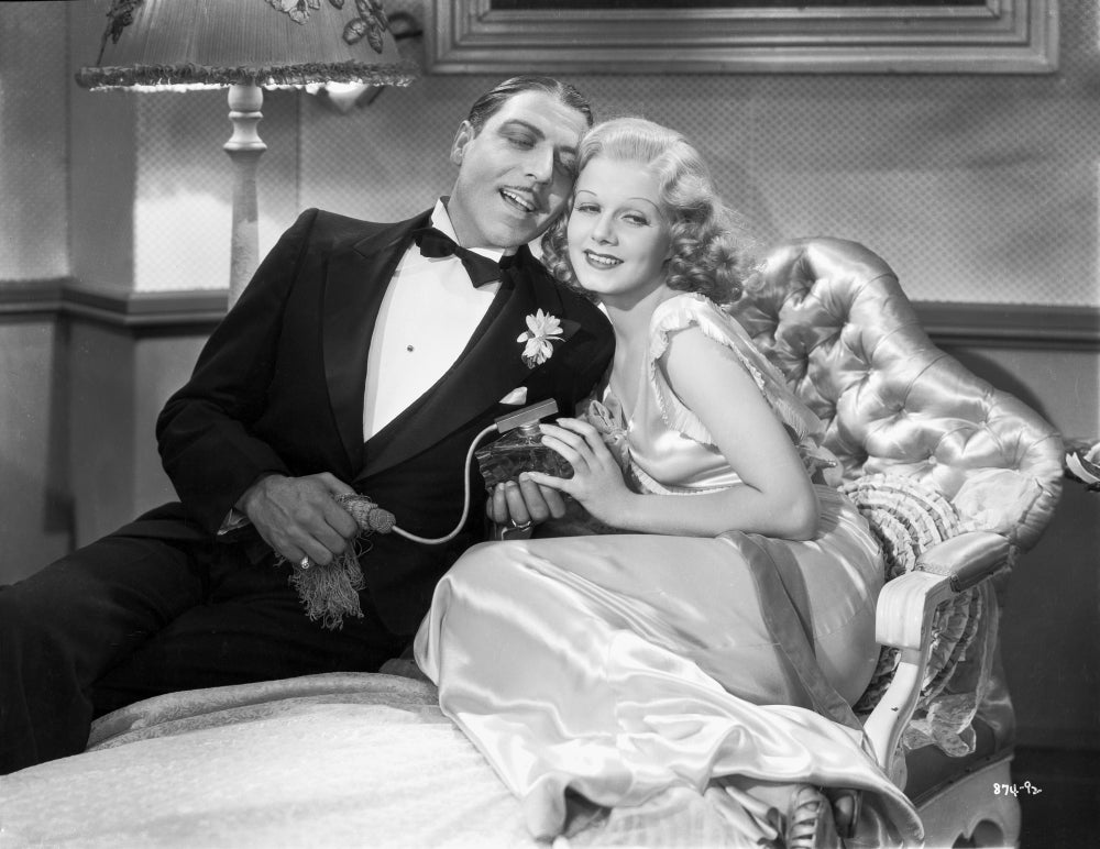 Jean Harlow seated on a couch vintage photo print