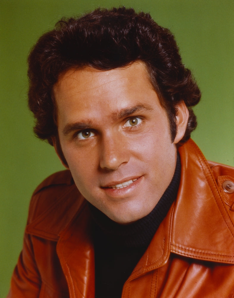 Portrait photo print of Gregory Harrison wearing a brown leather jacket.