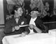 Milton Berle dining table photo print capturing an iconic moment.