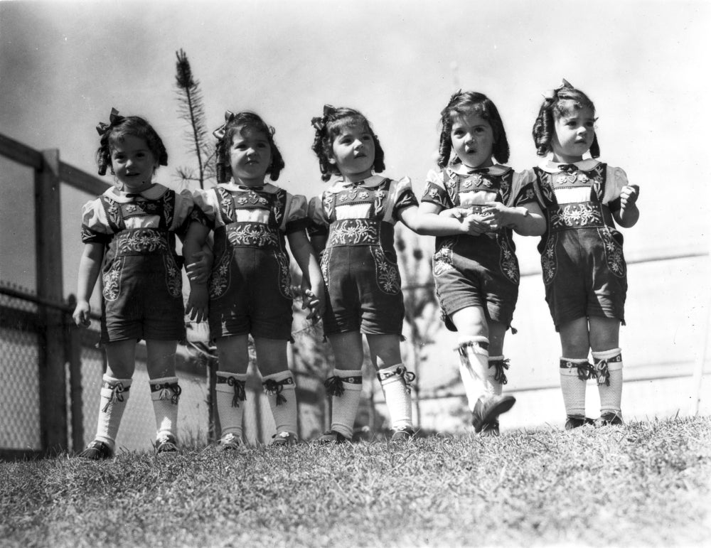 Dionne Quintuplets black and white photo print