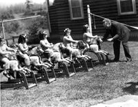 Dionne Quintuplets Playing Carousel Black and White Photo Print